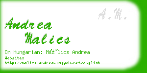 andrea malics business card